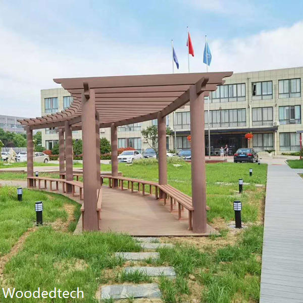 What are the Composite plastic timber pergola design possibilities for gardens